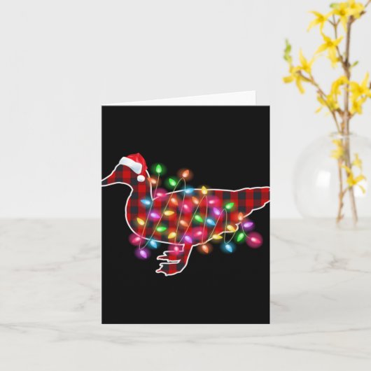 Plaid Buffalo Duck Christmas Pajamas Xmas Lights F Kaart (Gele Bloem)