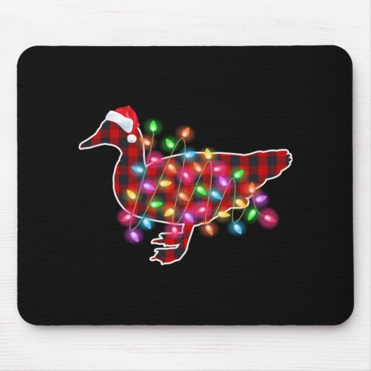 Plaid Buffalo Duck Christmas Pajamas Xmas Lights F Muismat (Voorkant)