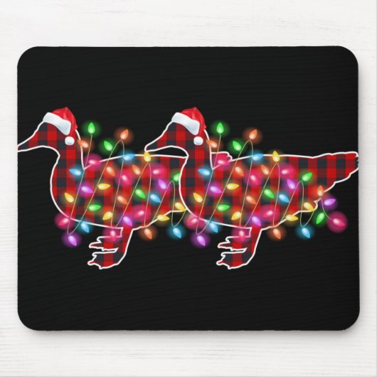 Plaid Buffalo Duck Christmas Pajamas Xmas Lights F Muismat (Voorkant)
