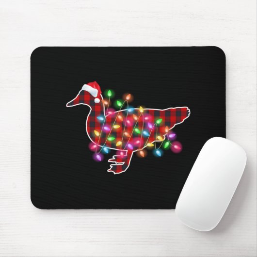 Plaid Buffalo Duck Christmas Pajamas Xmas Lights F Muismat (Met muis)