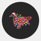 Plaid Buffalo Duck Christmas Pajamas Xmas Lights F Ronde Sticker (Voorkant)