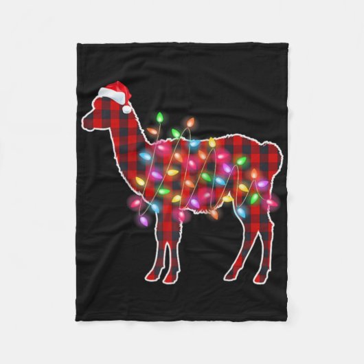 Plaid Buffalo Llama Christmas Pajamas Xmas Lights Fleece Deken (Voorkant)