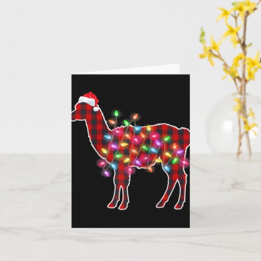 Plaid Buffalo Llama Christmas Pajamas Xmas Lights  Kaart (Gele Bloem)