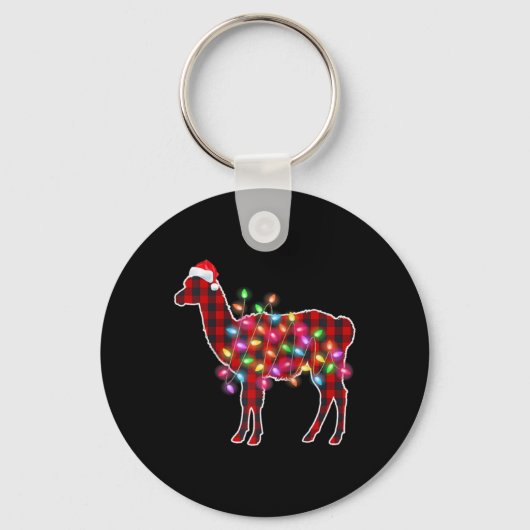 Plaid Buffalo Llama Christmas Pajamas Xmas Lights  Sleutelhanger (Voorkant)