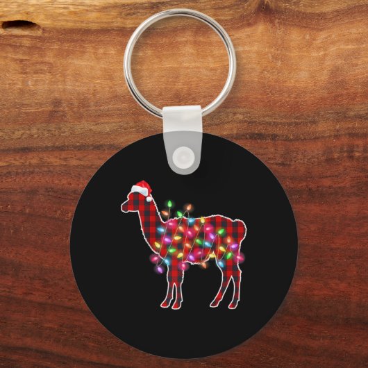 Plaid Buffalo Llama Christmas Pajamas Xmas Lights  Sleutelhanger (Voorkant)