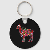 Plaid Buffalo Llama Christmas Pajamas Xmas Lights  Sleutelhanger (Voorkant)