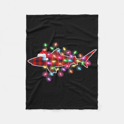Plaid Buffalo Shark Christmas Pajamas Xmas Lights Fleece Deken (Voorkant)