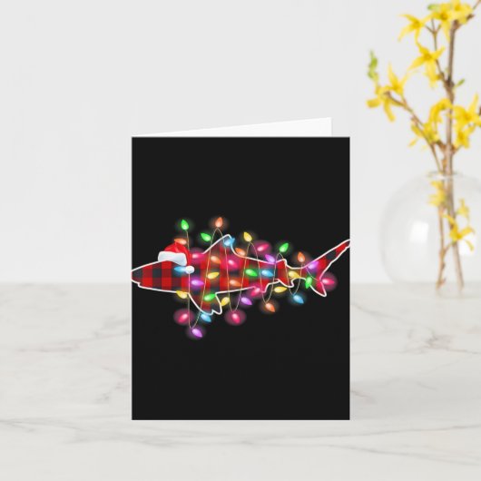 Plaid Buffalo Shark Christmas Pajamas Xmas Lights  Kaart (Gele Bloem)