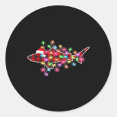 Plaid Buffalo Shark Christmas Pajamas Xmas Lights  Ronde Sticker (Voorkant)