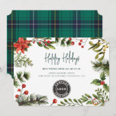 Plaid Business Logo Kerst Medewerkers Feestdagenkaart (Voorkant / Achterkant)