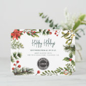 Plaid Business Logo Kerst Medewerkers Feestdagenkaart (Staand voorkant)