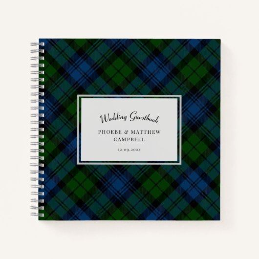 Plaid Campbell Military Tartan Bruiloft Gastenboek Notitieboek (Voorkant)