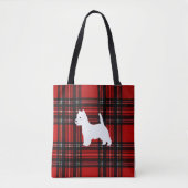 Plaid Canvas Tas met Westie (Voorkant)