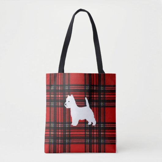 Plaid Canvas Tas met Westie (Voorkant)