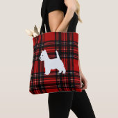 Plaid Canvas Tas met Westie (Dichtbij)