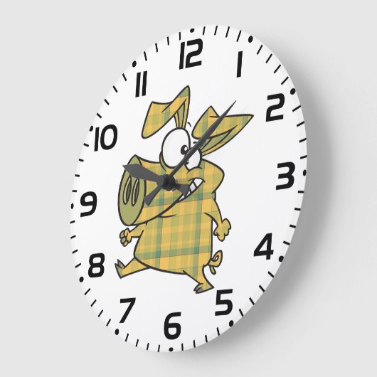 Plaid Cartoon Pig Funny Tartan Farm Animal Grote Klok (Hoek)