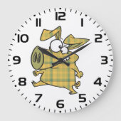 Plaid Cartoon Pig Funny Tartan Farm Animal Grote Klok (Voorkant)