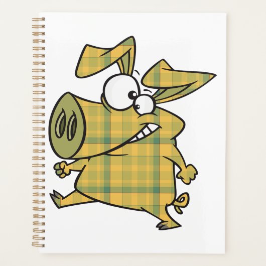 Plaid Cartoon Pig Funny Tartan Farm Animal Planner (Voorkant)