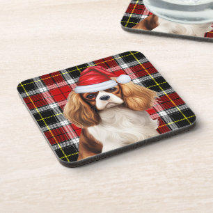 Plaid Cavalier King Charles Spaniel Santa Dog Bier Onderzetter