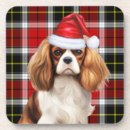 Plaid Cavalier King Charles Spaniel Santa Dog Bier Onderzetter