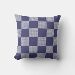 Plaid Check Pattern Marine Blauw Kussen