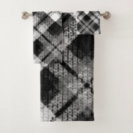 Plaid Check Tartan Zwart Wit Boerderij Modern Bad Handdoek