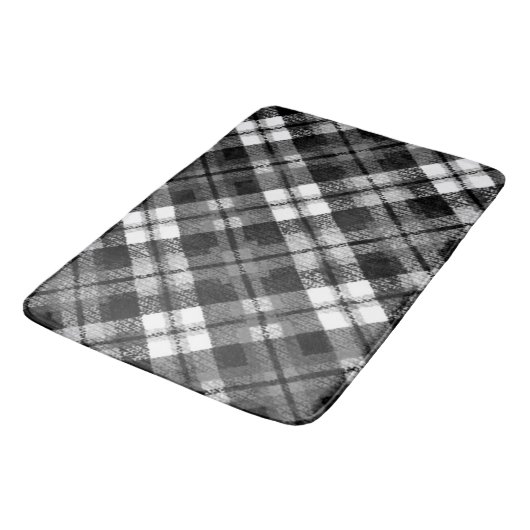Plaid Check Tartan Zwart Wit Boerderij Modern Badmat (Gekanteld)