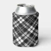 Plaid Check Tartan Zwart Wit Boerderij Modern Blikjeskoeler (Blikje Voorkant)