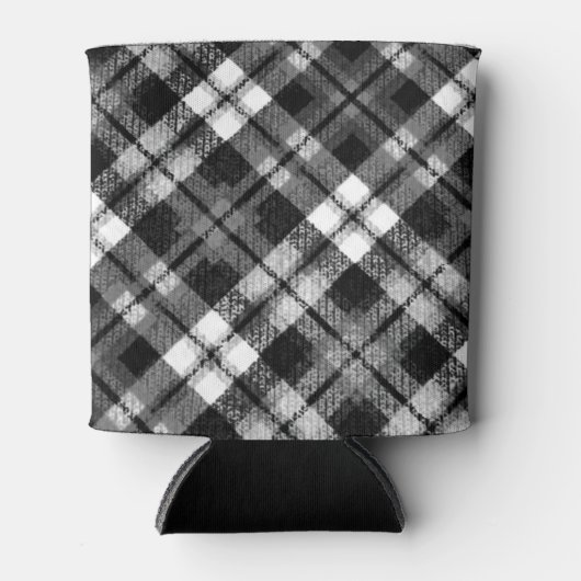 Plaid Check Tartan Zwart Wit Boerderij Modern Blikjeskoeler (Voorkant)