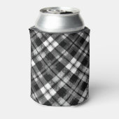 Plaid Check Tartan Zwart Wit Boerderij Modern Blikjeskoeler (Blikje Achterkant)