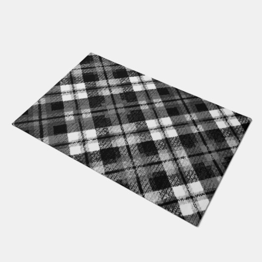 Plaid Check Tartan Zwart Wit Boerderij Modern Deurmat (Schuin)