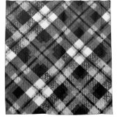 Plaid Check Tartan Zwart Wit Boerderij Modern Douchegordijn (Voorkant)
