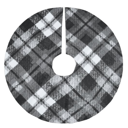 Plaid Check Tartan Zwart Wit Boerderij Modern Kerstboom Rok (Voorkant)