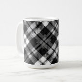 Plaid Check Tartan Zwart Wit Boerderij Modern Koffiemok (Voorkant links)