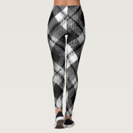 Plaid Check Tartan Zwart Wit Boerderij Modern Leggings