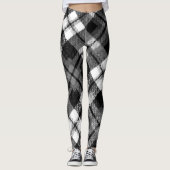 Plaid Check Tartan Zwart Wit Boerderij Modern Leggings (Voorkant)