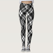 Plaid Check Tartan Zwart Wit Boerderij Modern Leggings (Voorkant)