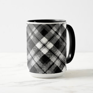 Plaid Check Tartan Zwart Wit Boerderij Modern Mok