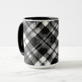 Plaid Check Tartan Zwart Wit Boerderij Modern Mok (Voorkant links)