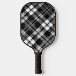 Plaid Check Tartan Zwart Wit Boerderij Modern Pickleball Paddle