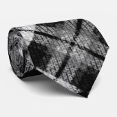 Plaid Check Tartan Zwart Wit Boerderij Modern Stropdas (Opgerold)