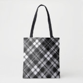 Plaid Check Tartan Zwart Wit Boerderij Modern Tote Bag (Voorkant)