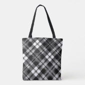 Plaid Check Tartan Zwart Wit Boerderij Modern Tote Bag (Achterkant)