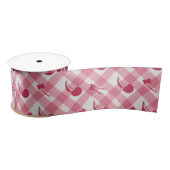 Plaid Cherry Pink Pattern Satijnen Lint (Spoel)