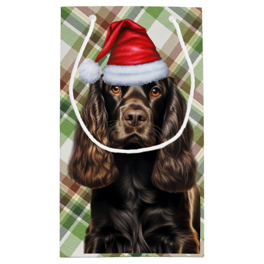 Plaid Chocolate Cocker Spaniel Christmas Dog  Klein Cadeauzakje (Achterkant)