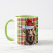 Plaid Chocolate Lab Hondenliefhebber kerstvakantie Mok (Links)