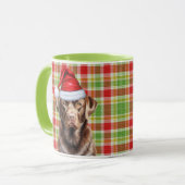 Plaid Chocolate Lab Hondenliefhebber kerstvakantie Mok (Voorkant links)