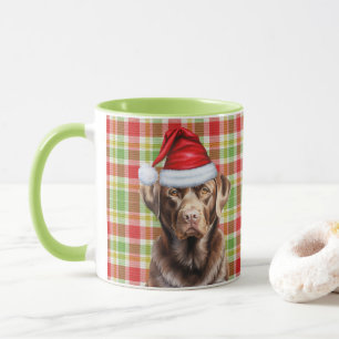 Plaid Chocolate Lab Hondenliefhebber kerstvakantie Mok