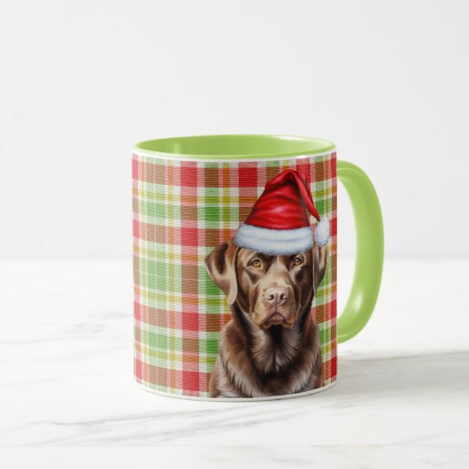 Plaid Chocolate Lab Hondenliefhebber kerstvakantie Mok (Voorkant rechts)