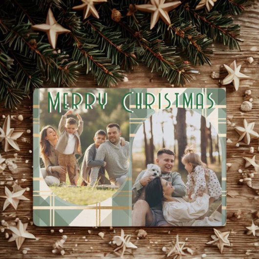 Plaid Christmas Card Arch Design Elegant Holiday Feestdagenkaart